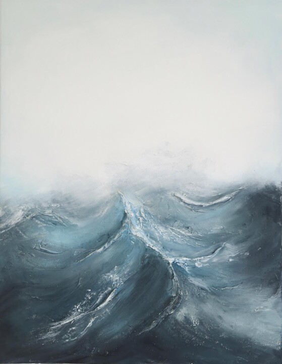 Painting titled "Breath of the sea" by Svetlana Kovalenoka, Original Artwork, Acrylic Mounted on Wood Stretcher frame