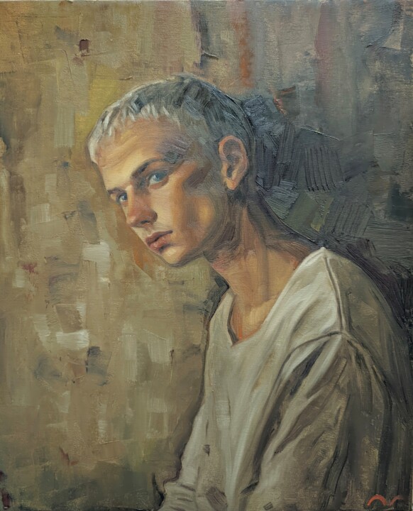 Painting titled "Internal Dialogue" by Pavel Guliaev, Original Artwork, Oil Mounted on Wood Stretcher frame