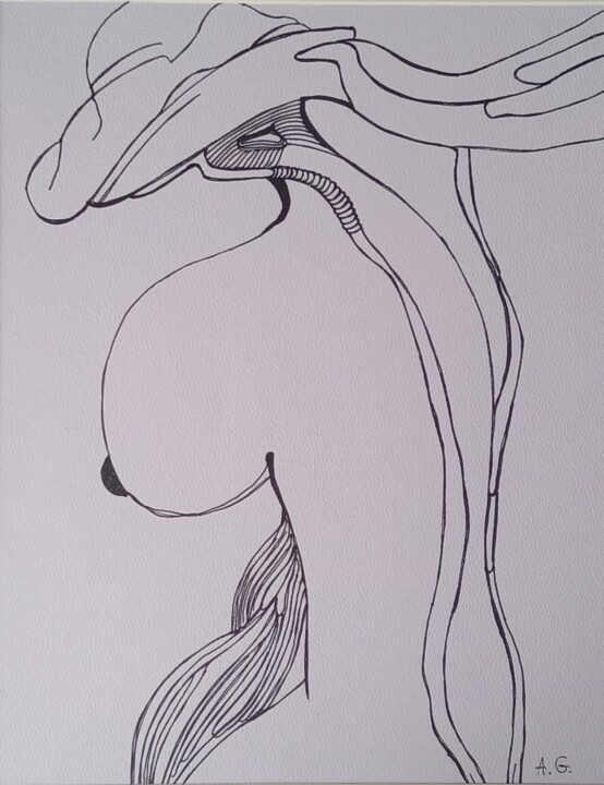 Dibujo titulada "A surreal fantasy 3" por Anna Grochowska, Obra de arte original, Rotulador