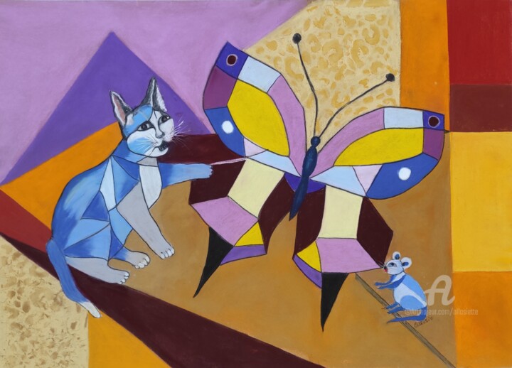 Le chat et la souris 绘画, 19.7x27.6 in
