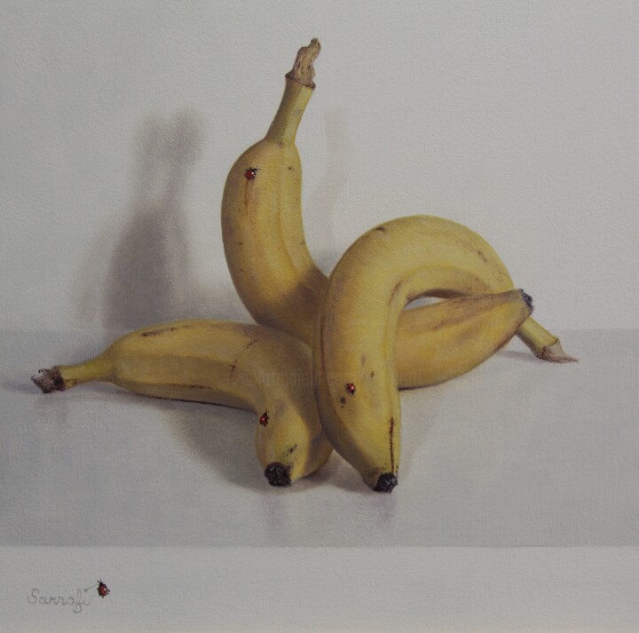 Trio bananes ! 绘画, 7.9x7.9 in