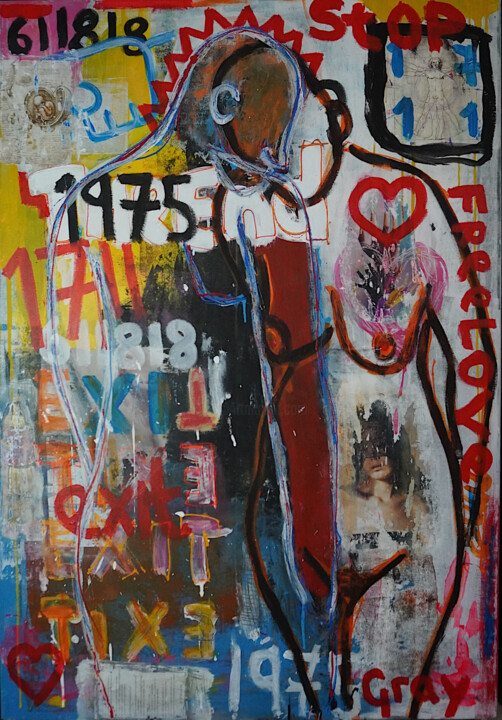 Painting titled "LOVE75" by Gray Fairweather, Original Artwork, Acrylic Mounted on Wood Stretcher frame