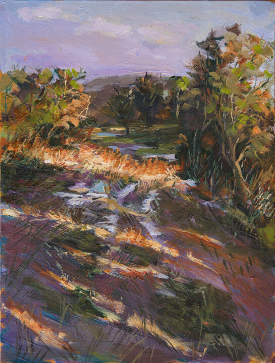 Pintura intitulada "Forest Etude" por Alyona Zavidina, Obras de arte originais, Óleo Montado em Painel de madeira