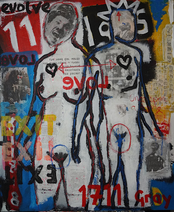 Painting titled "EX11" by Gray Fairweather, Original Artwork, Acrylic Mounted on Wood Stretcher frame