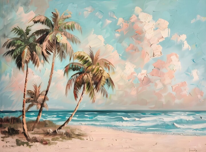 Digital Arts titled "Tropical Serenity B…" by Chun Yu Guan, Original Artwork, AI generated image Mounted on Cardboard