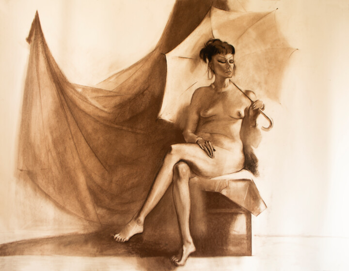 Lady under an umbrella 图画, 40.8x53.2 in