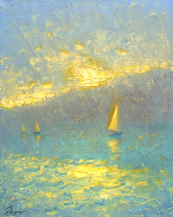 绘画 标题为“Evening 04” 由Dmitry Oleyn, 原创艺术品, 油 安装在木质担架架上