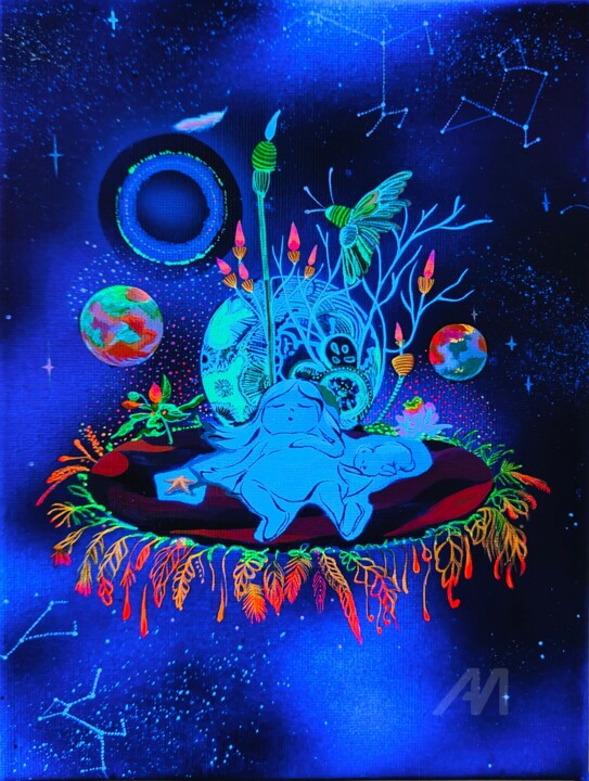 Guardians of the Night Sky 绘画, 9.5x7.1 in