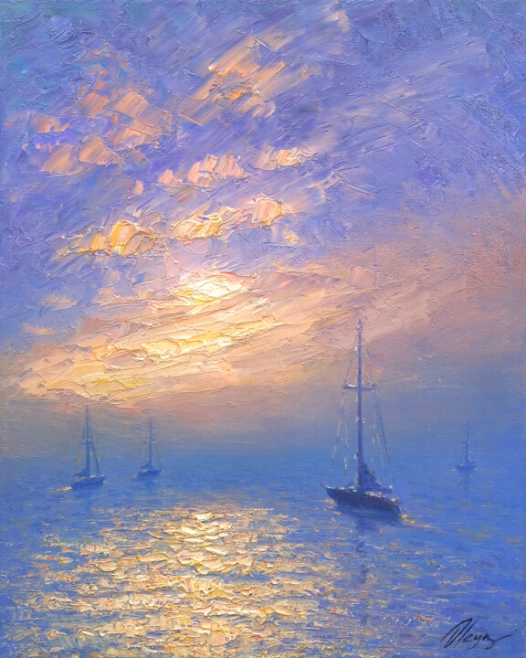 绘画 标题为“Sea 049” 由Dmitry Oleyn, 原创艺术品, 油 安装在木质担架架上
