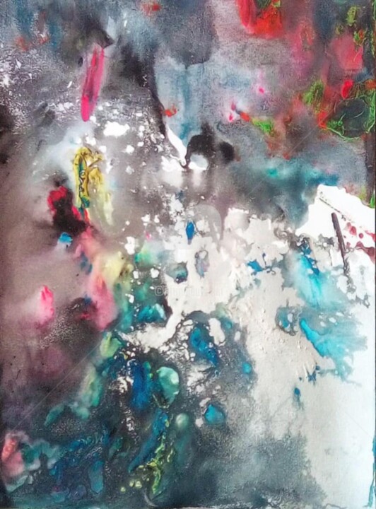 Painting titled ""SEULE AVEC MON OMB…" by Paula Clemence, Original Artwork, Gouache Mounted on Wood Stretcher frame