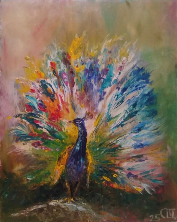Painting "Peacock" 绘画, 9.8x7.9 in