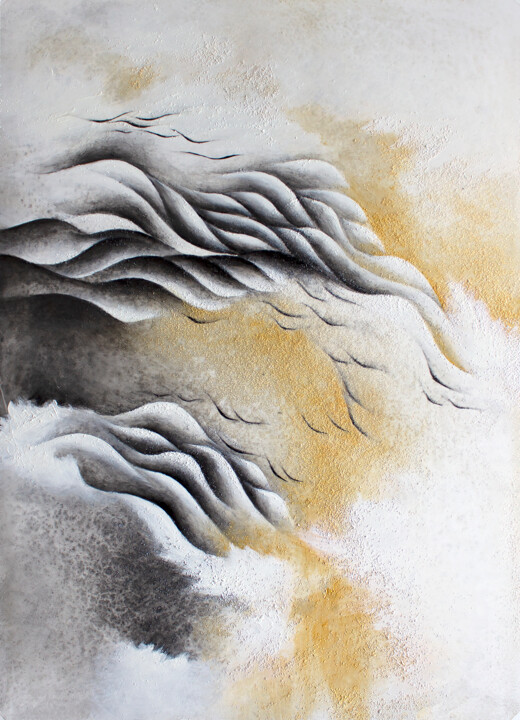 Painting titled "Echoes of us" by Francesca Borgo, Original Artwork, Acrylic Mounted on Other rigid panel