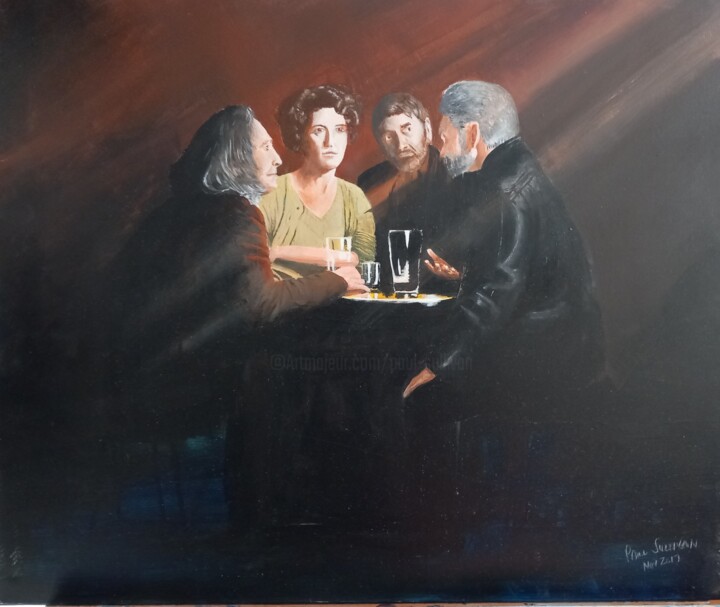Les conspirateurs 绘画, 18.1x21.7 in