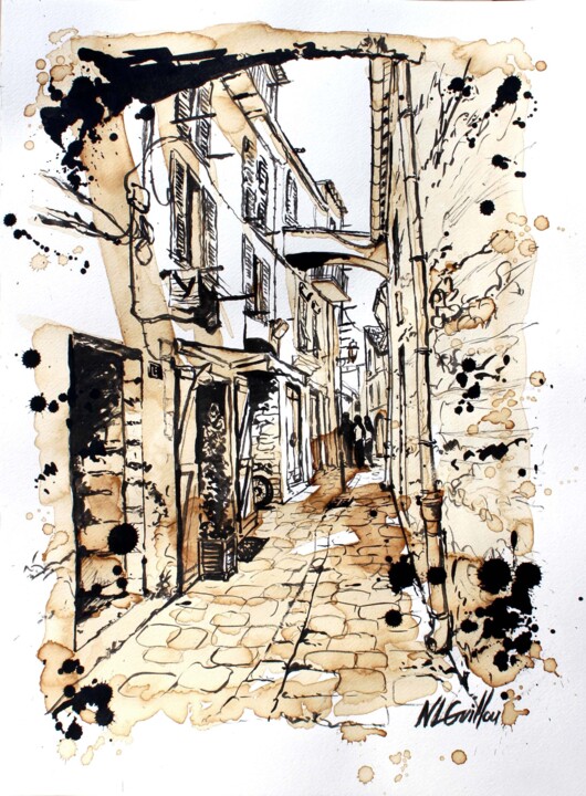 Rue de Bonifacio - Corse Tablo, 18,9x14,2 in