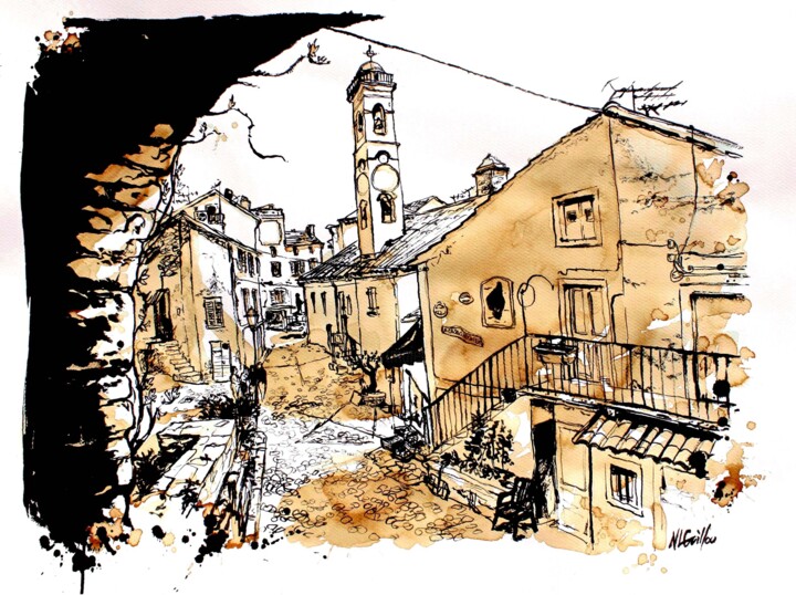 Corté - Sous le porche Картина, 19,7x27,6 in