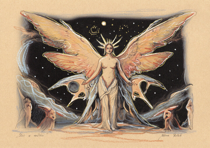 Painting titled "sen o miłości" by Jena Polak, Original Artwork, Watercolor