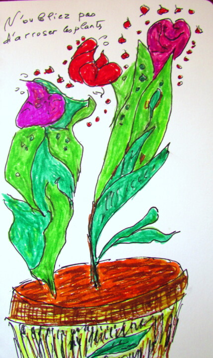 fleurs 图画, 8.3x11.7 in