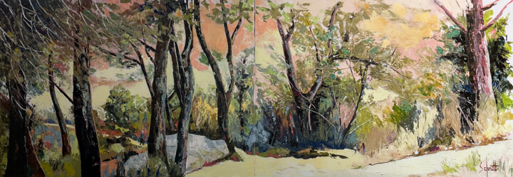 FORÊT DE PINS (Diptyque) Schilderij, 25,6x72,4 in