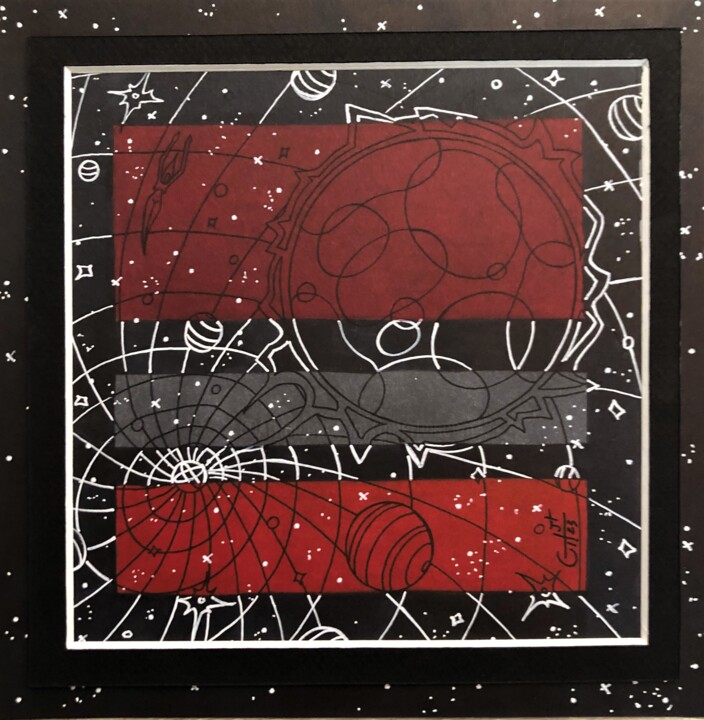 (292) - ménage à 3 ( galaxie Rothko/Vador/des maux ) Drawing, 7.9x7.9 in