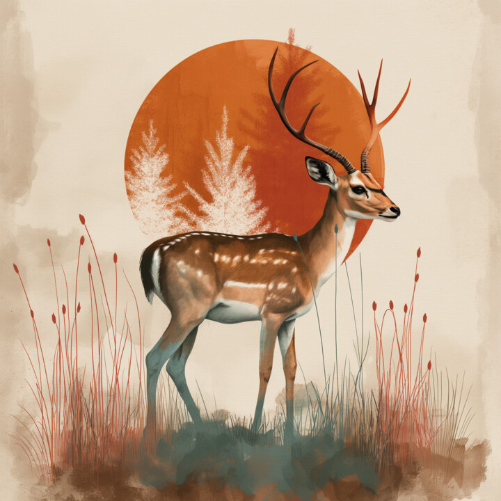 Eco Harmony: Digital Forest Antelope 数字艺术