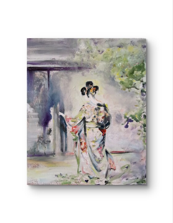 Kimono Lady Painting – Japanese Style Oil Art