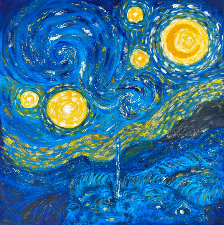 "Celestial Symphony" başlıklı Tablo Tasha Ali tarafından, Orijinal sanat, Akrilik Ahşap Sedye çerçevesi üzerine monte edilmiş