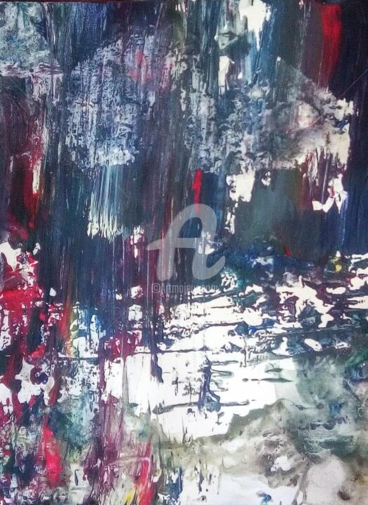 Painting titled ""PLUIE TUEUSE"" by Paula Clemence, Original Artwork, Gouache Mounted on Wood Stretcher frame