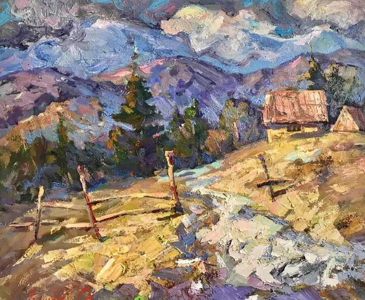 Spring in the Carpathians Painting, 23.6x27.6 in
