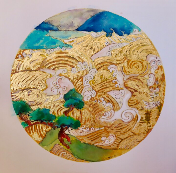 Mar tormentoso Schilderij, 15x15 in