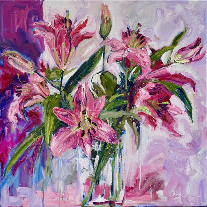 Lilies bouquet Painting, 30.3x30.3 in