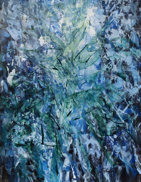 Ζωγραφική με τίτλο "Emerald Stillness 2" από Kateryna Solodka (Katia Solodka), Αυθεντικά έργα τέχνης, Ακρυλικό Τοποθετήθηκε…
