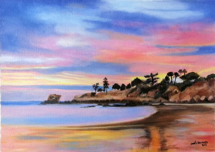 Pôr-do-sol na Praia de Sta. Eulália, Albufeira Ζωγραφική, 10,8x15,2 in