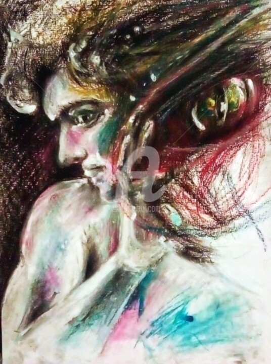 Painting titled ""LE DESTRUCTEUR DU…" by Paula Clemence, Original Artwork, Wax Mounted on Wood Stretcher frame