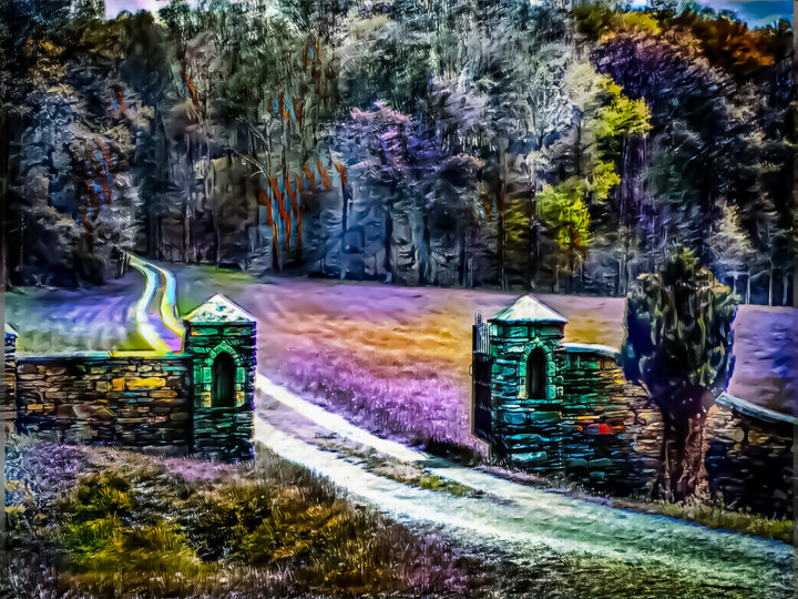Prenten & gravures getiteld "Threshold of Mystery" door Lewis R Freitag I I I, Origineel Kunstwerk, Digitale afdruk Gemontee…