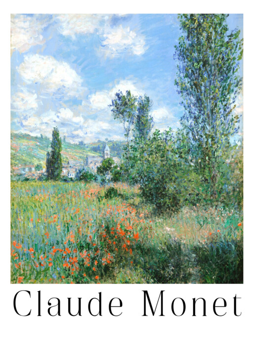Arts numériques intitulée "Monet's Poppy Field…" par Chun Yu Guan, Œuvre d'art originale, Image générée par l'IA Monté sur C…