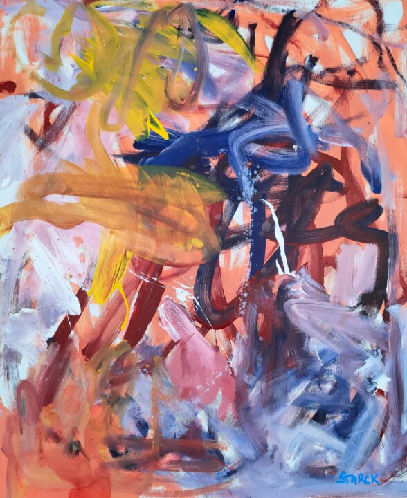 Schilderij getiteld "Angel's voice" door Emily Starck, Origineel Kunstwerk, Acryl Gemonteerd op Frame voor houten brancard