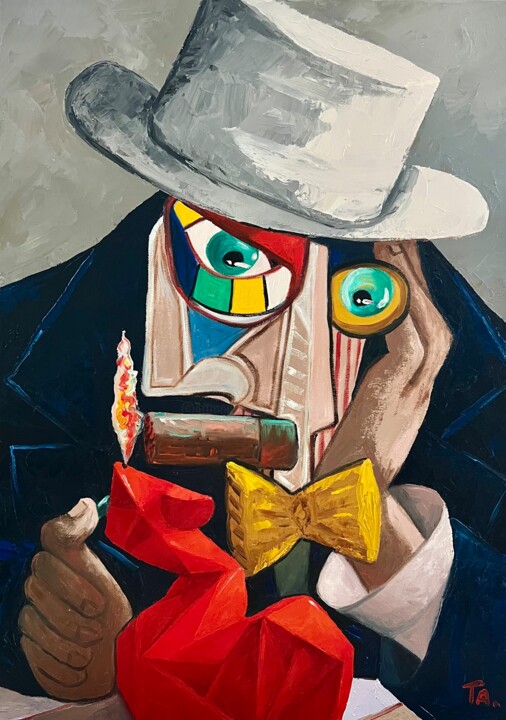 Painting titled "My Shifty" by Ta Byrne, Original Artwork, Oil Mounted on Wood Stretcher frame