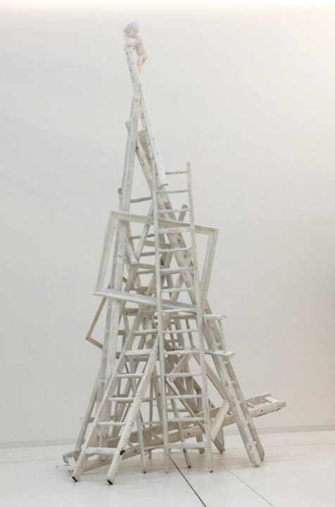 Sculpture titled "„Wo ist das Licht d…" by Jan Witte-Kropius, Original Artwork, Wood