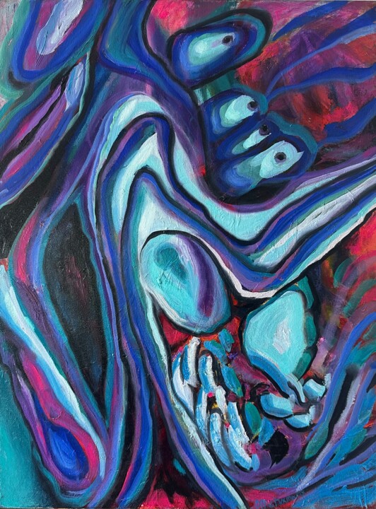 Schilderij getiteld "Inscape" door Olga Mcnamara, Origineel Kunstwerk, Olie Gemonteerd op Frame voor houten brancard