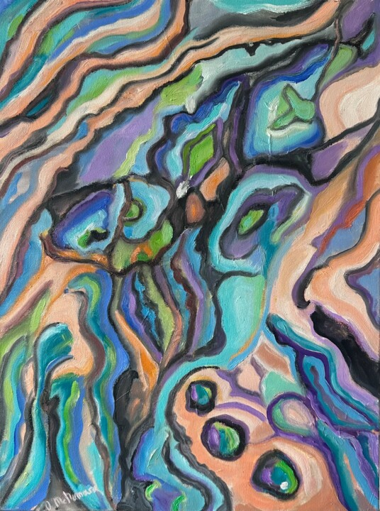 Schilderij getiteld "Topos" door Olga Mcnamara, Origineel Kunstwerk, Olie Gemonteerd op Frame voor houten brancard