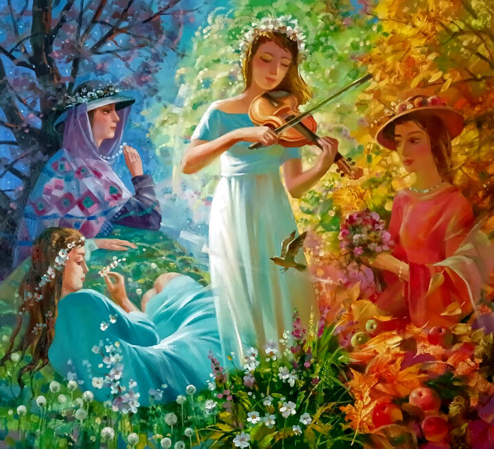 Seasons 绘画, 35.4x39.4 in