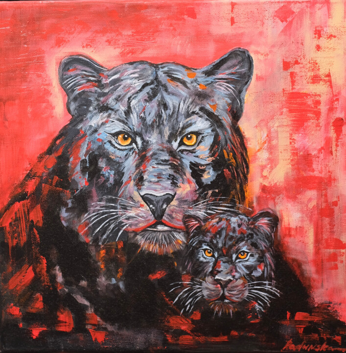 "Maternal instinct" 绘画, 15.8x15.8 in