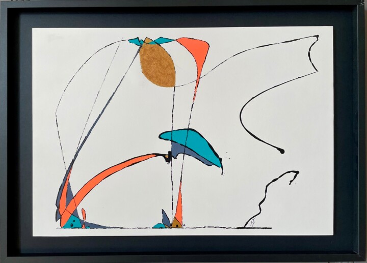 Dibujo titulada "Médusée" por Marine Jouffrain, Obra de arte original, Acrílico Montado en Cartulina