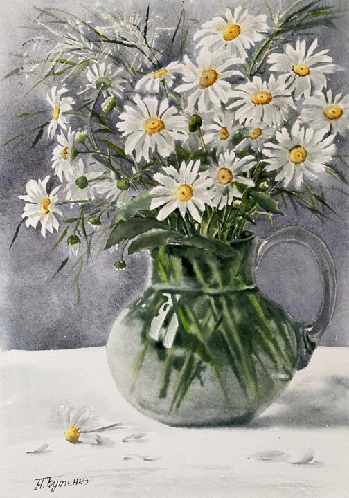 Ромашковый букет Painting, 15.4x10.6 in