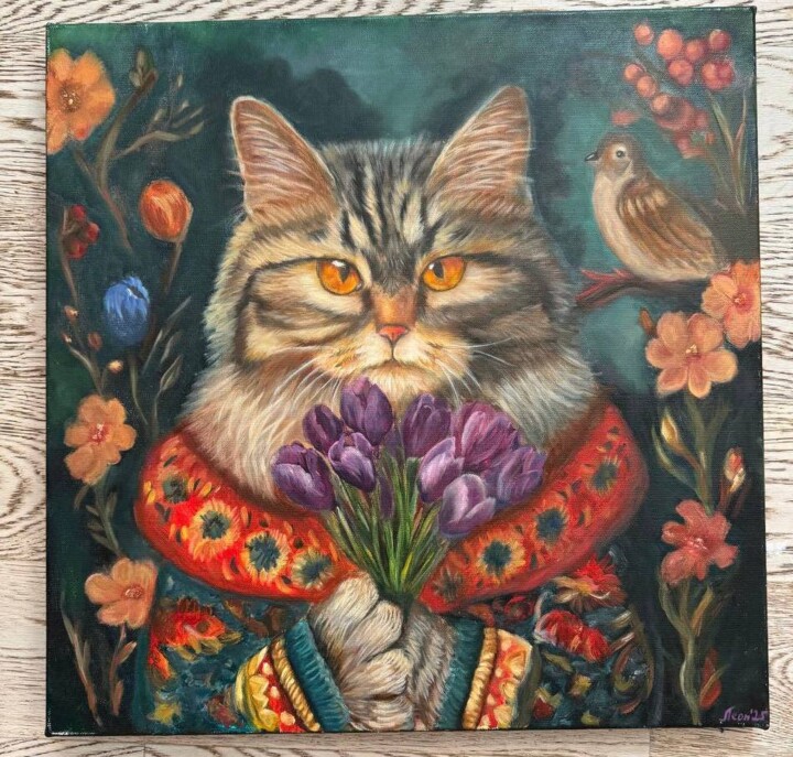 The Royal Cat Painting, 19.7x19.7 in