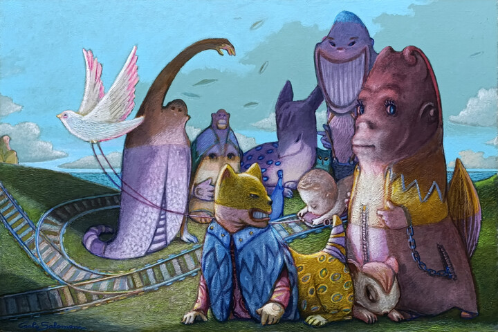 Painting titled "THE GUARDIANS OF TH…" by Carlo Salomoni, Original Artwork, Acrylic Mounted on Other rigid panel
