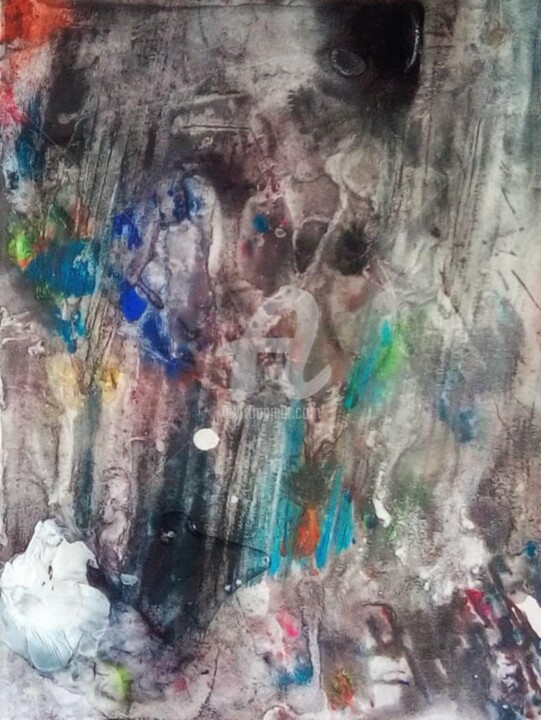 Painting titled ""LES DEUX AMES PURE…" by Paula Clemence, Original Artwork, Gouache Mounted on Wood Stretcher frame
