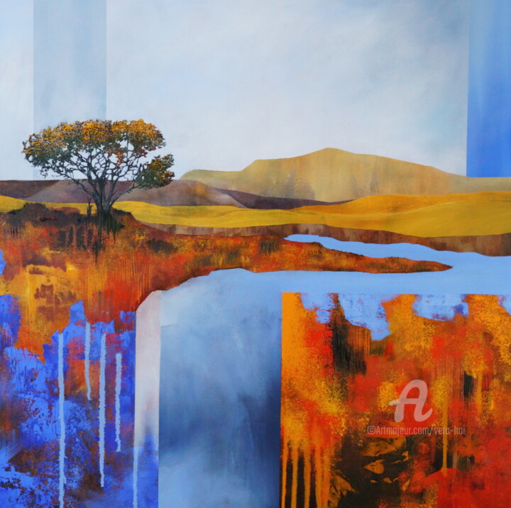 Painting titled ""Flowing Through Me…" by Vera Hoi, Original Artwork, Oil Mounted on Wood Stretcher frame