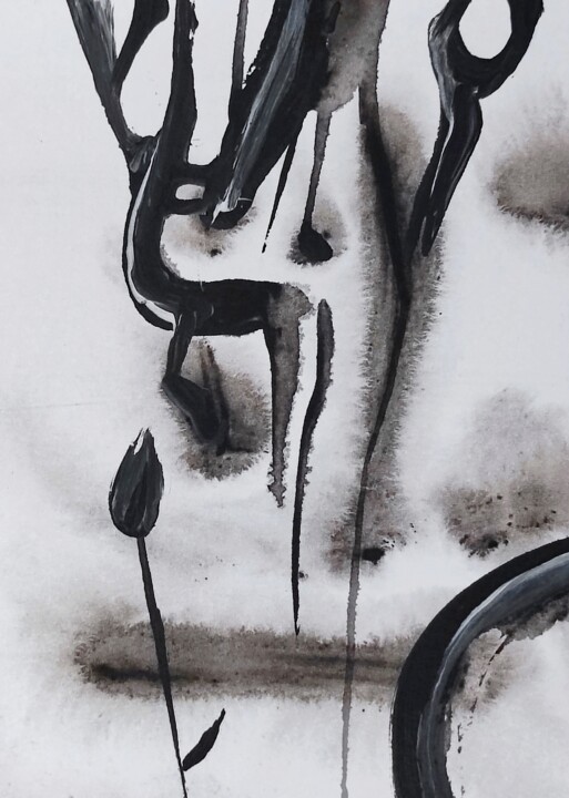 Must paint flowers Schilderij, 3,9x2,8 in