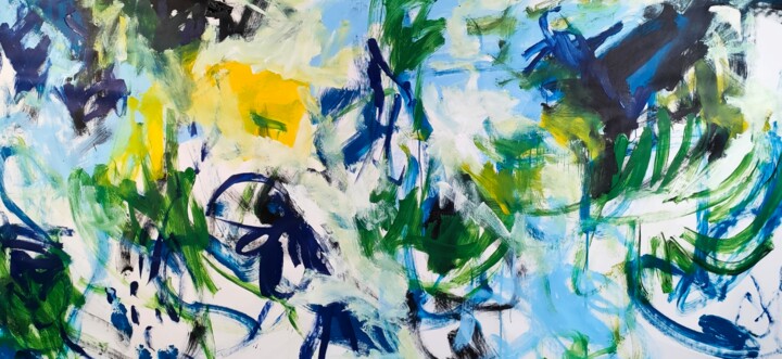 Peinture intitulée "Flowers in blue" par Emily Starck, Œuvre d'art originale, Acrylique Monté sur Châssis en bois